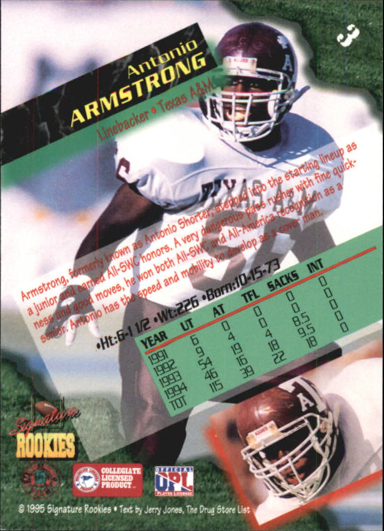 1995 Signature Rookies Autographs #3 Antonio Armstrong back image