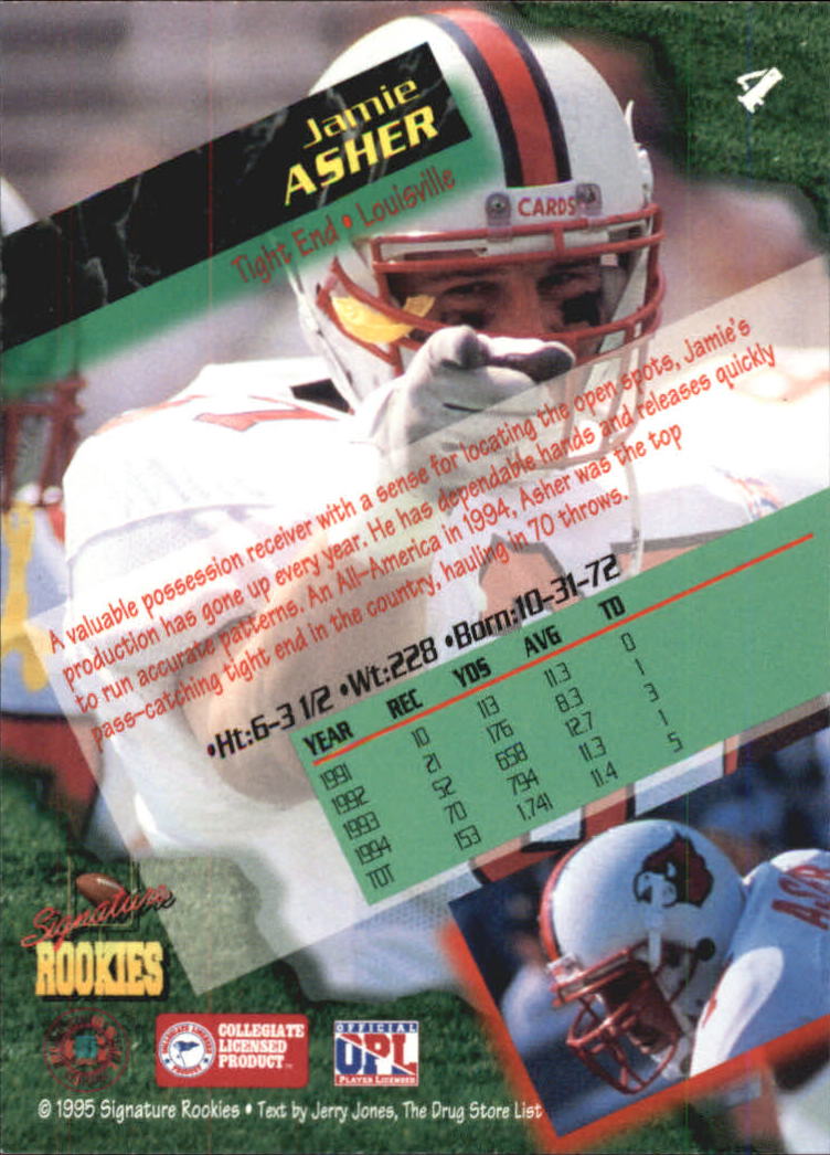 1995 Signature Rookies Autographs #4 Jamie Asher back image
