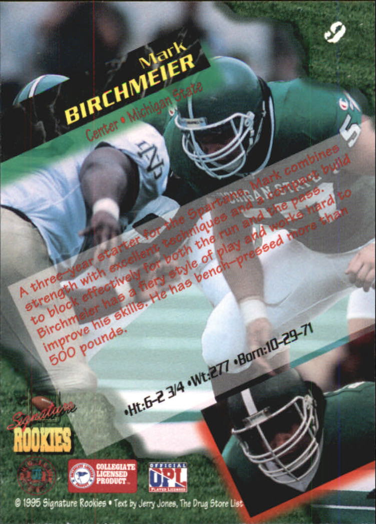 1995 Signature Rookies Autographs #9 Mark Birchmeier back image