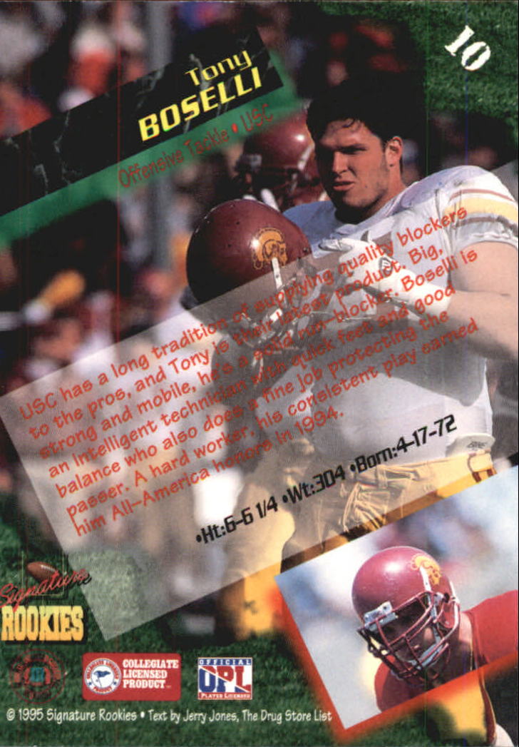 1995 Signature Rookies Autographs #10 Tony Boselli back image