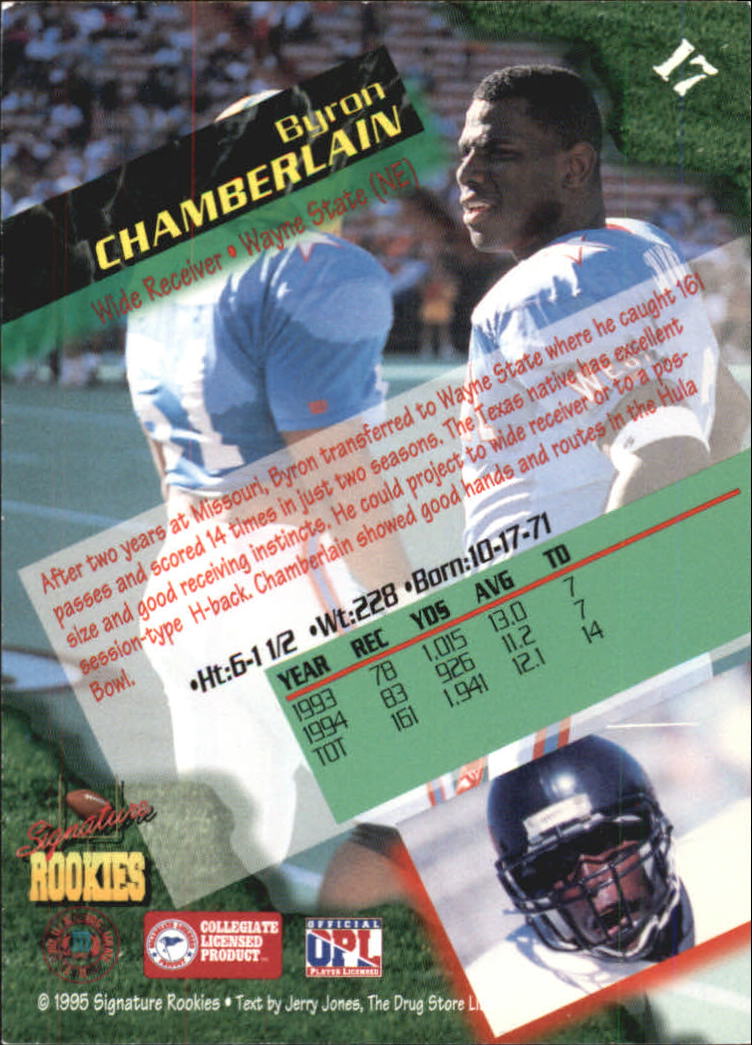 1995 Signature Rookies Autographs #17 Byron Chamberlain back image