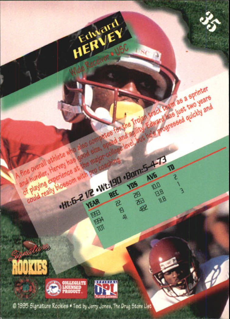 1995 Signature Rookies Autographs #35 Ed Hervey back image