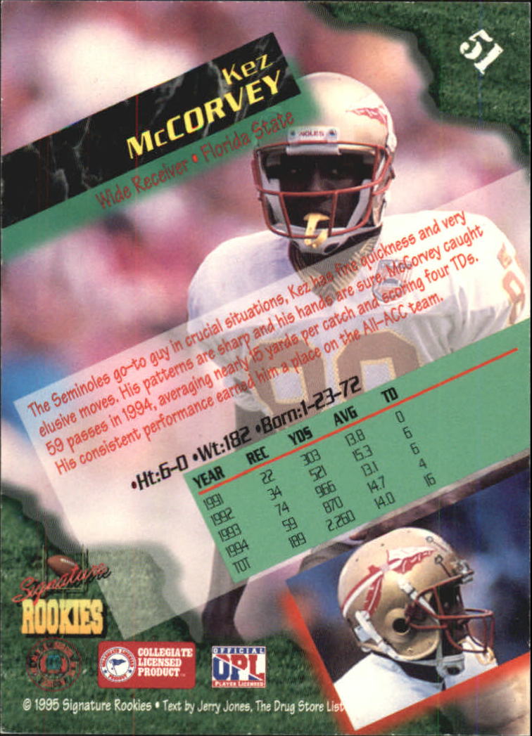1995 Signature Rookies Autographs #51 Kez McCorvey back image