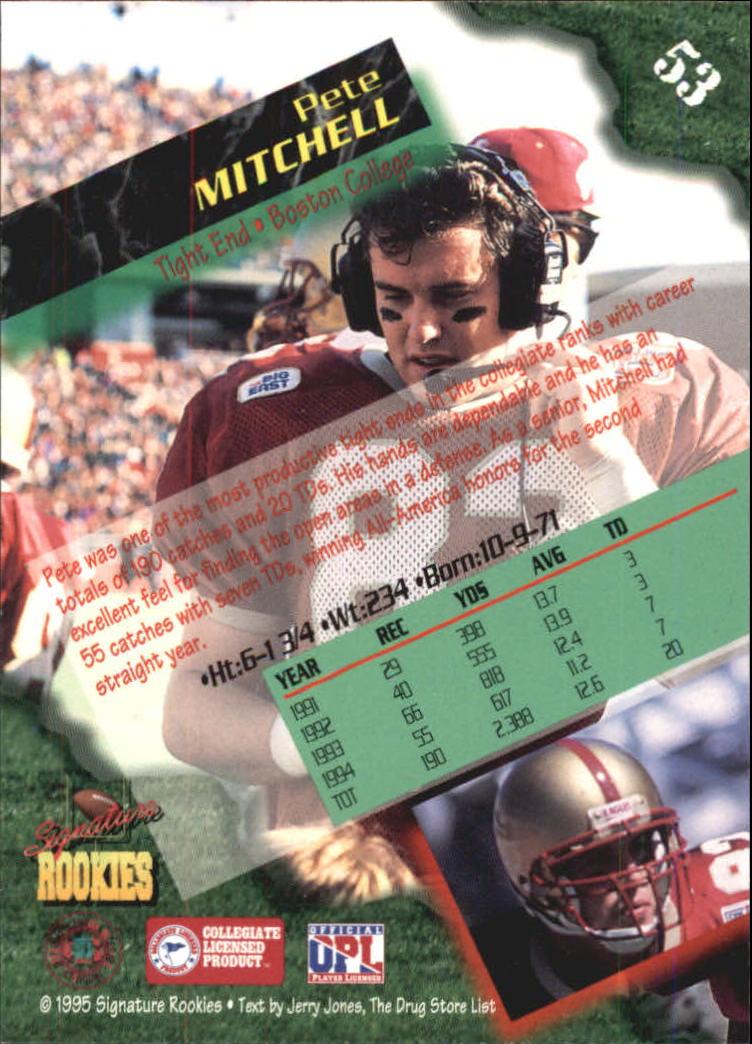 1995 Signature Rookies Autographs #53 Pete Mitchell back image