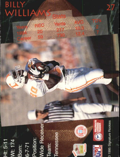 1995 Signature Rookies Auto-Phonex #27 Billy Williams back image