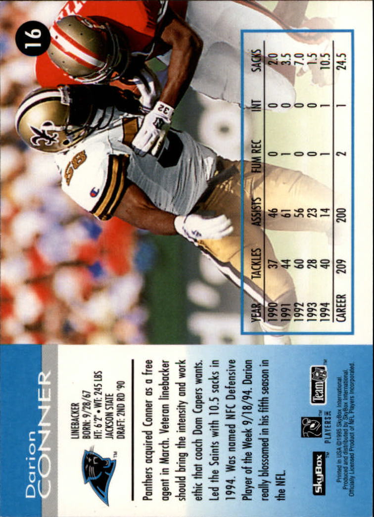 1995 SkyBox Impact #16 Darion Conner back image