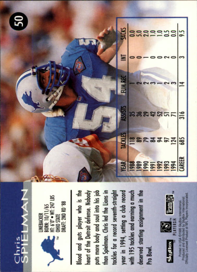 1995 SkyBox Impact #50 Chris Spielman back image