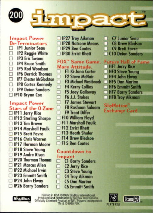 A0728- 1995 Skybox Impact FB Cards 1-200 +Inserts -You Pick- 15+ FREE US SHIP - Picture 393 of 421