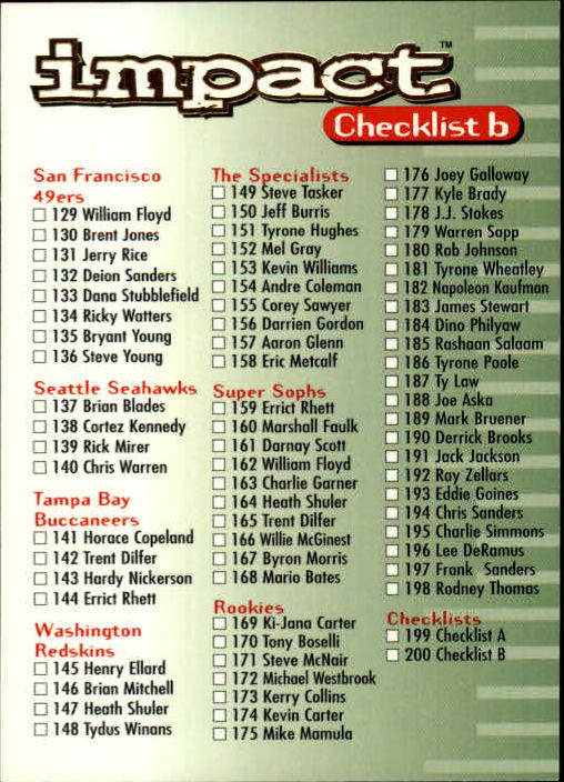 A0728- 1995 Skybox Impact FB Cards 1-200 +Inserts -You Pick- 15+ FREE US SHIP - Picture 392 of 421