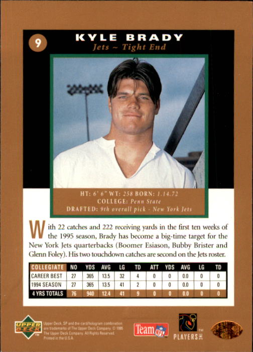 1995 SP #9 Kyle Brady RC back image