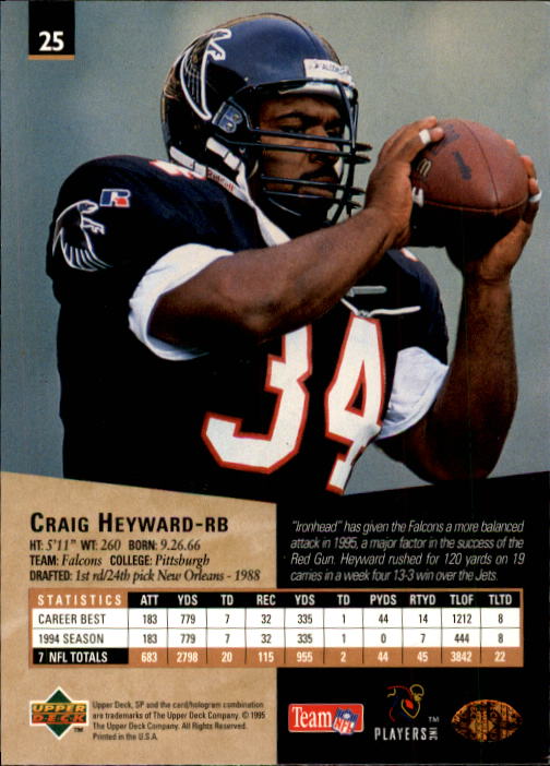 1995 SP #25 Craig Heyward back image