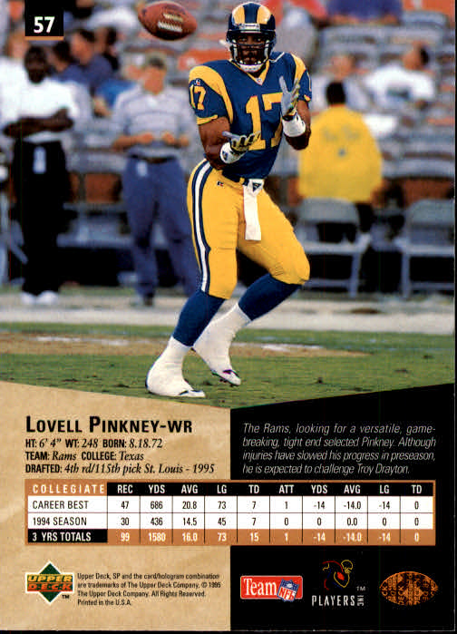 1995 SP #57 Lovell Pinkney RC back image