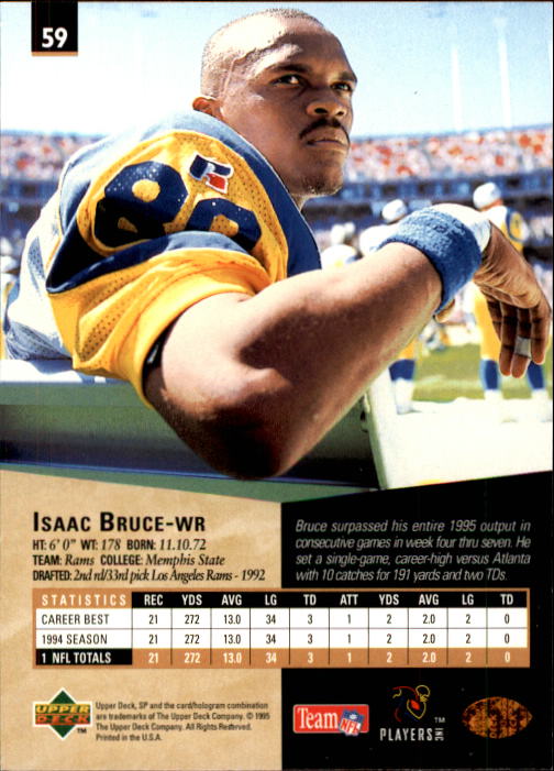 1995 SP #59 Isaac Bruce back image