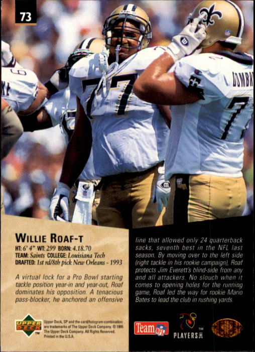 1995 SP #73 Willie Roaf back image