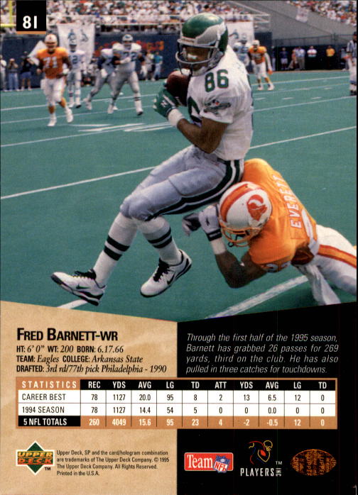 1995 SP #81 Fred Barnett back image