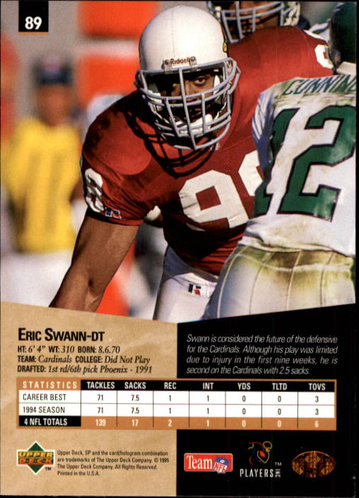1995 SP #89 Eric Swann back image