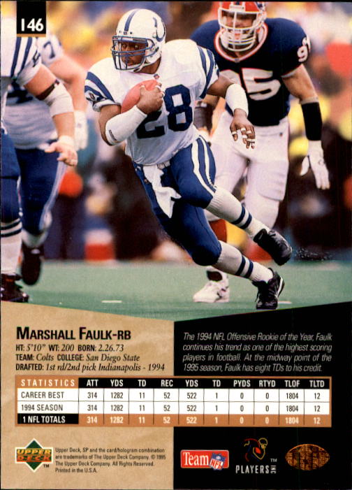 1995 SP #146 Marshall Faulk back image
