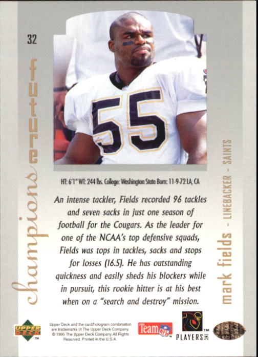 1995 SP Championship #32 Mark Fields RC back image