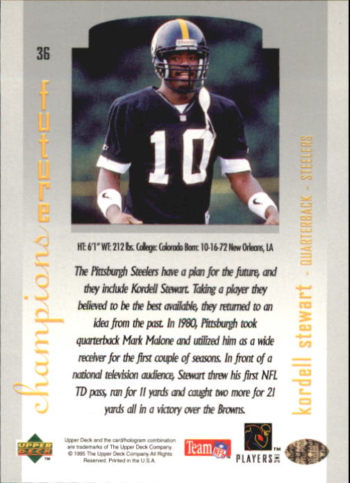 1995 SP Championship #36 Kordell Stewart RC back image