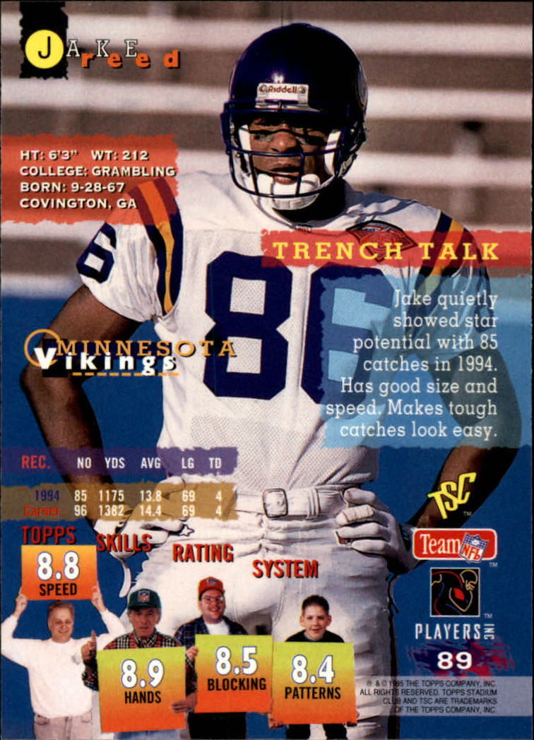 1995 Stadium Club #89 Jake Reed - Vikings - NM