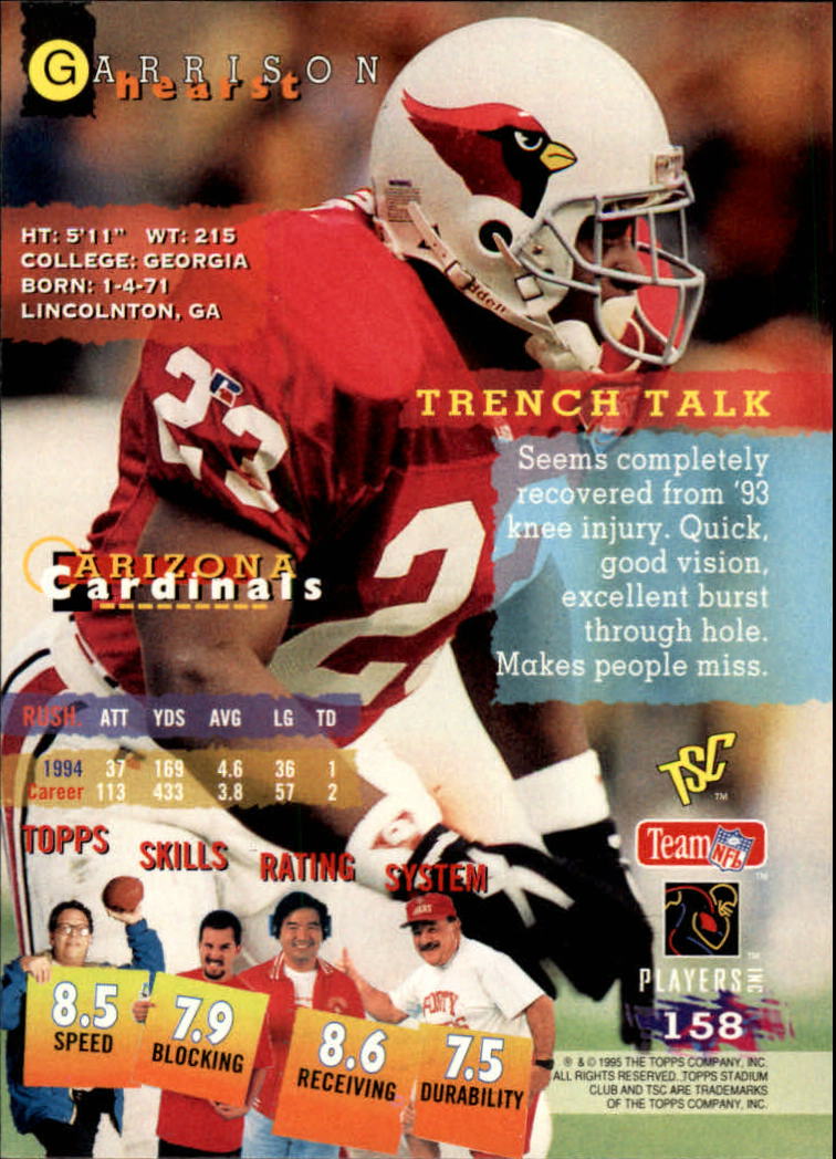 1995 Stadium Club #158 Garrison Hearst back image