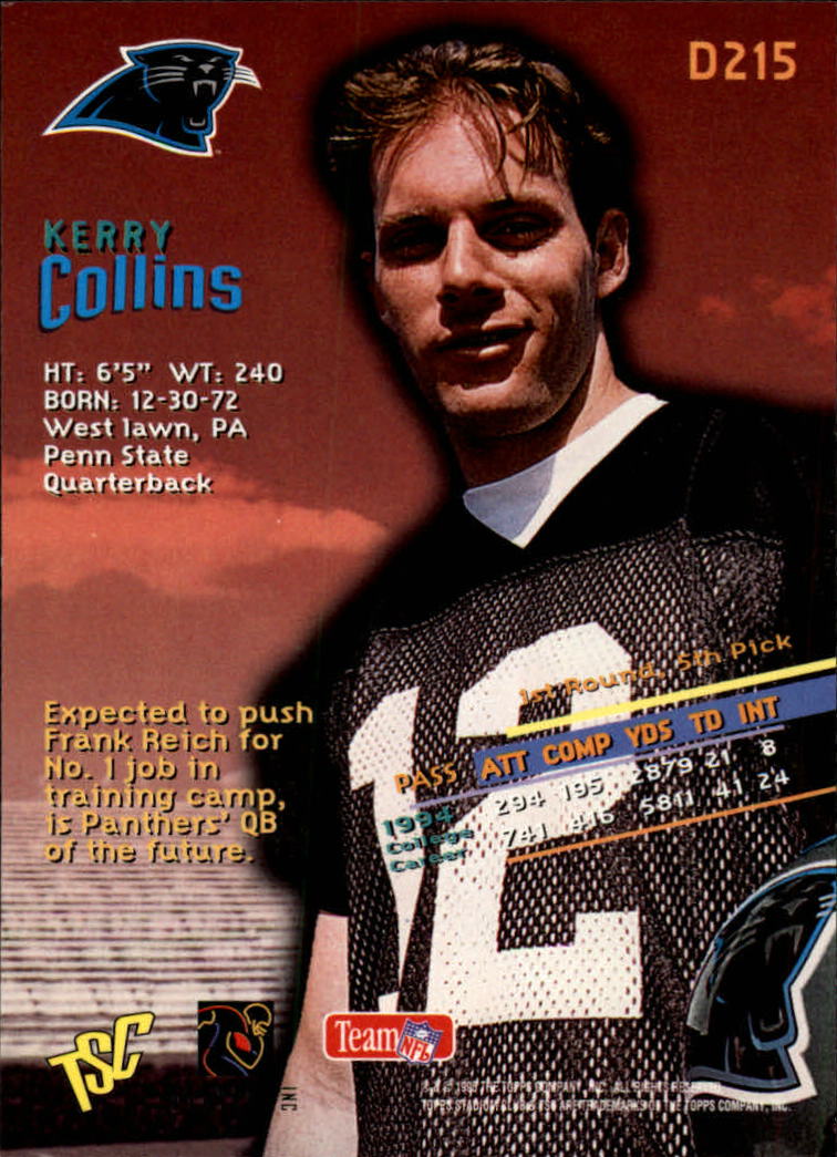 1995 Stadium Club #215 Kerry Collins SP RC back image