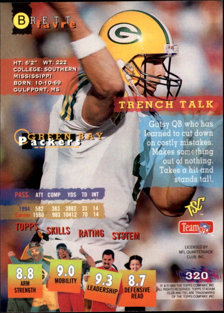 1995 Stadium Club #320 Brett Favre back image