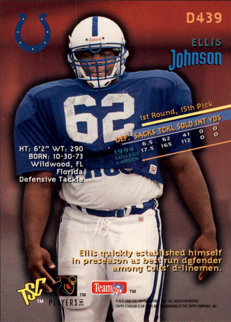 1995 Stadium Club #439 Ellis Johnson SP RC back image