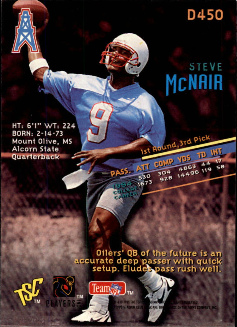 1995 Stadium Club #450 Steve McNair SP RC back image