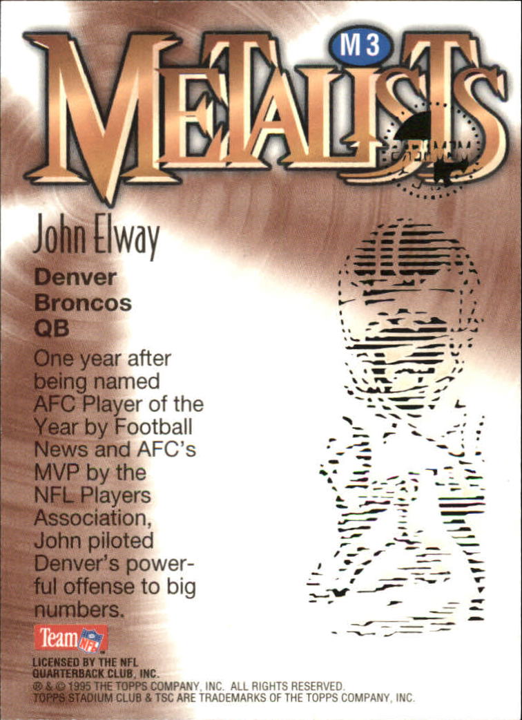 1995 Stadium Club Metalists #M3 John Elway back image