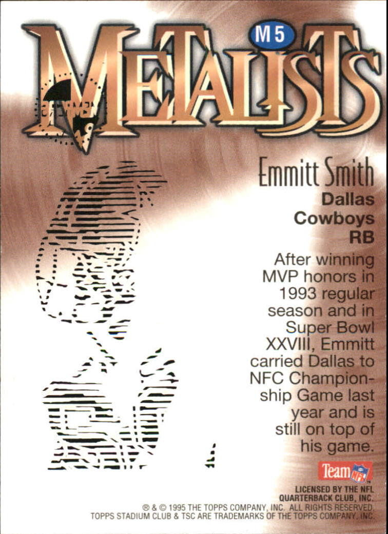 1995 Stadium Club Metalists #M5 Emmitt Smith back image