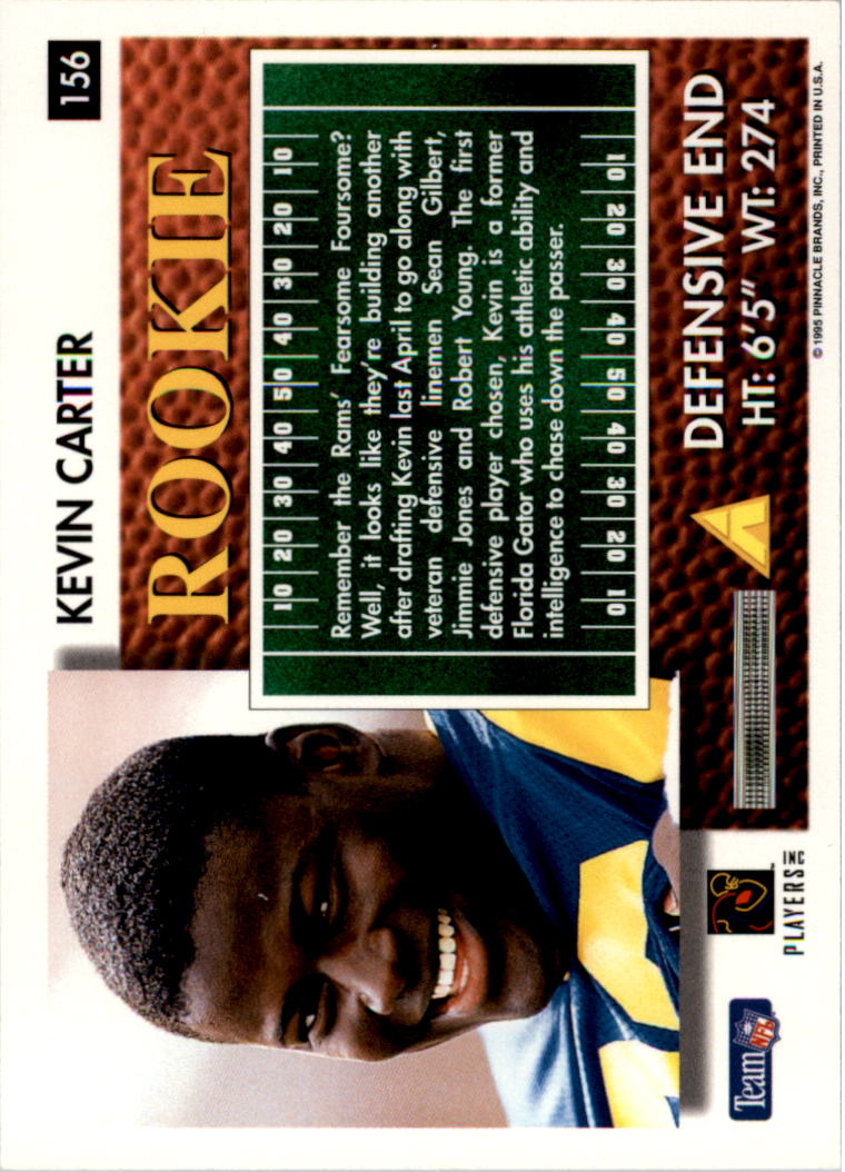 1995 Summit #156 Kevin Carter RC back image