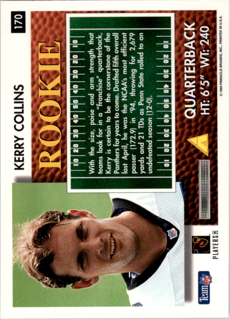 1995 Summit #170 Kerry Collins RC back image