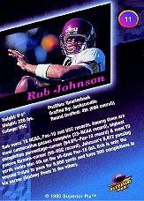 1995 Superior Pix Autographs #11 Rob Johnson/3000 back image