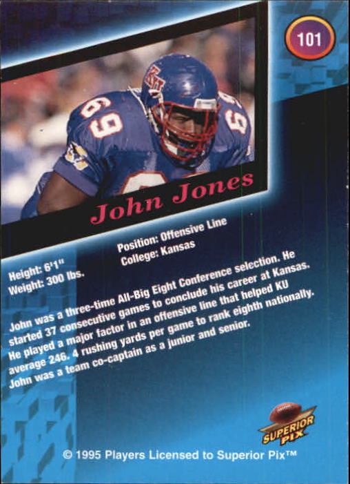 1995 Superior Pix Autographs #101 John Jones/6500 back image