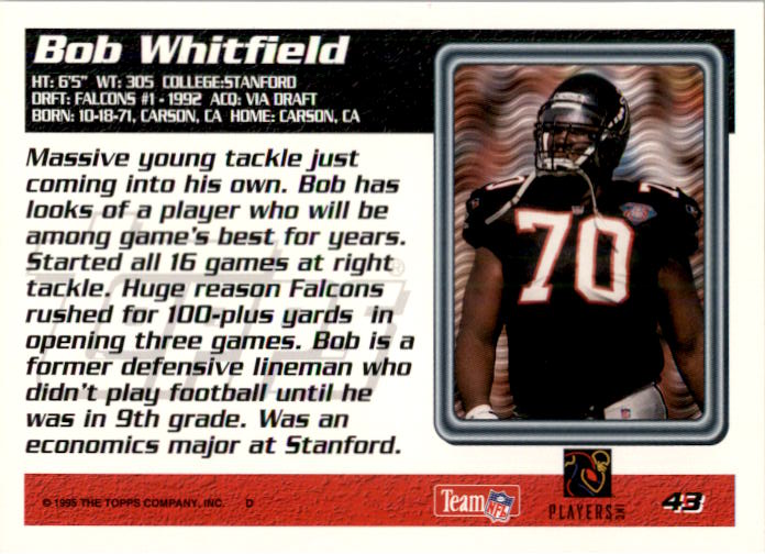 1995 Topps #43 Bob Whitfield back image