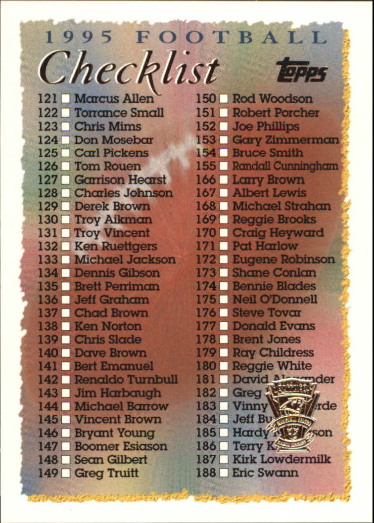 B5903- 1995 Topps Fabrik Panthers Fb Karten 1-250 -du Pick- 15 + Gratis US - Bild 478 von 483