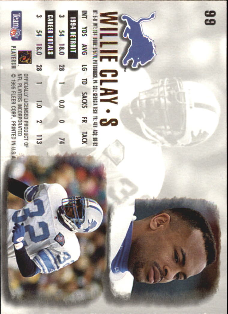 1995 Ultra #99 Willie Clay back image