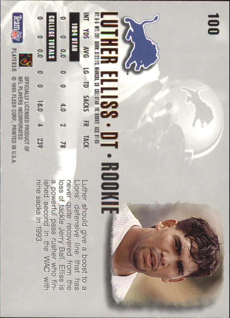 1995 Ultra #100 Luther Elliss RC back image
