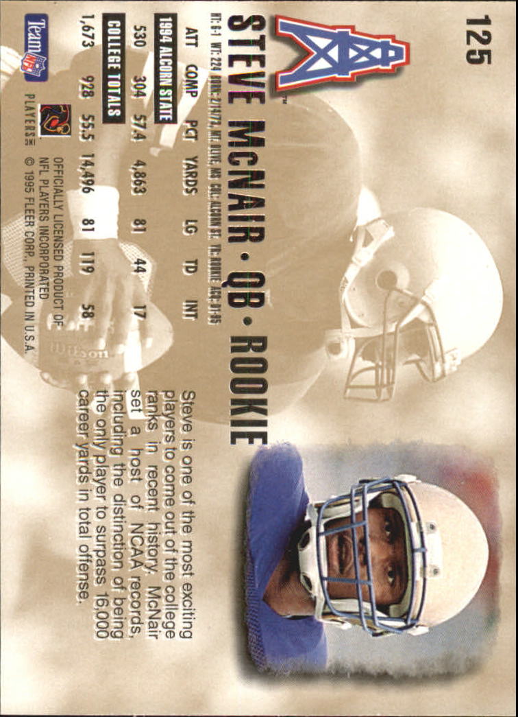1995 Ultra #125 Steve McNair RC back image