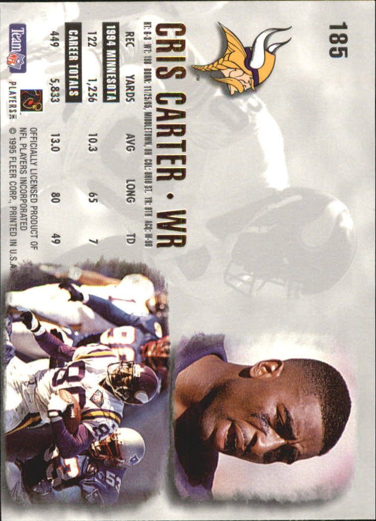 1995 Ultra #185 Cris Carter back image