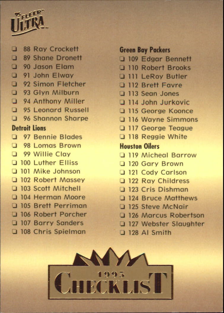 A0787- 1995 Ultra Football Cards 251-500 +Rookies -You Pick- 15+ FREE US SHIP - Picture 172 of 407