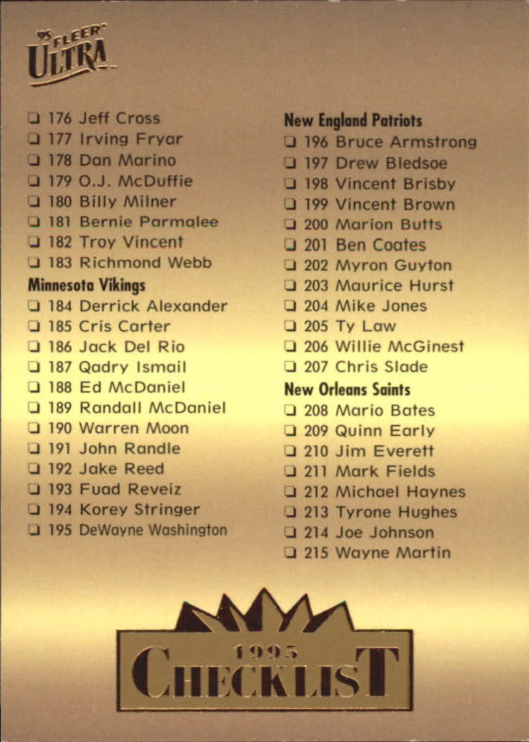 A0787- 1995 Ultra Football Cards 251-500 +Rookies -You Pick- 15+ FREE US SHIP - Picture 174 of 407