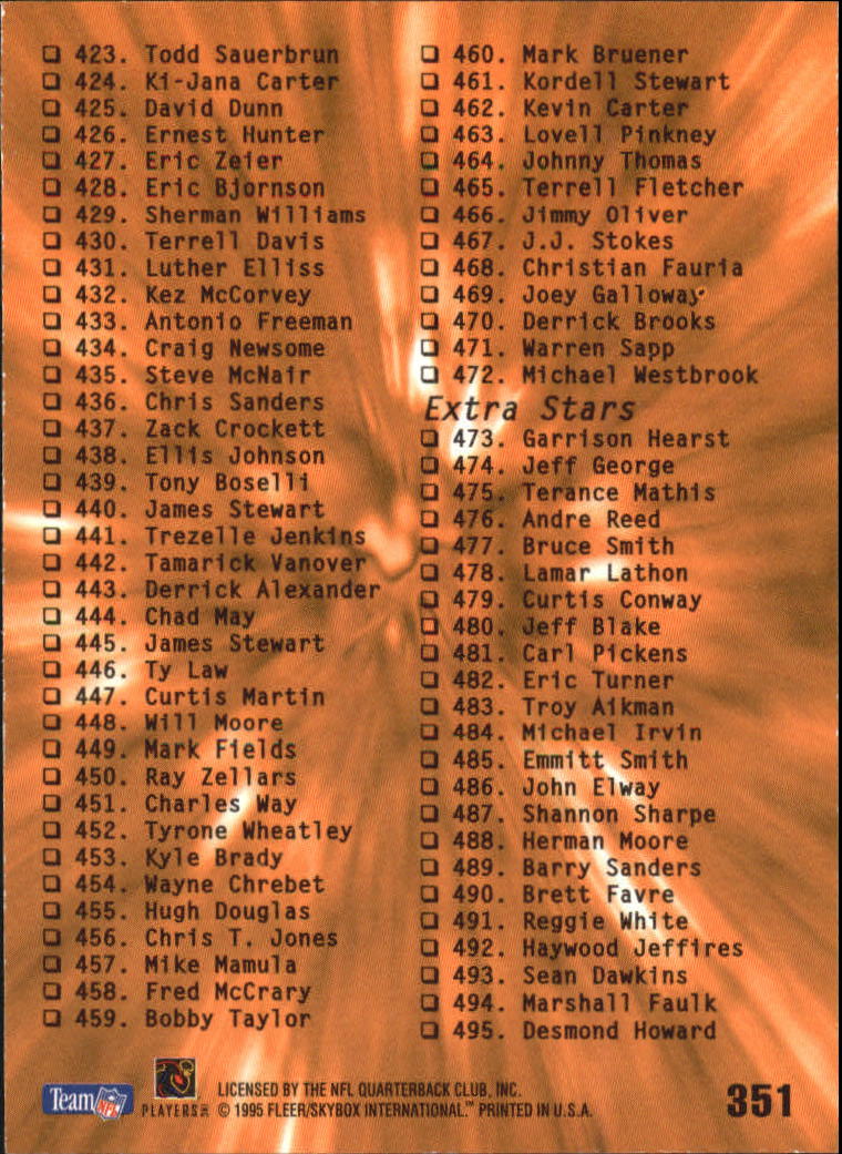 A0787- 1995 Ultra Football Cards 251-500 +Rookies -You Pick- 15+ FREE US SHIP - Picture 181 of 407