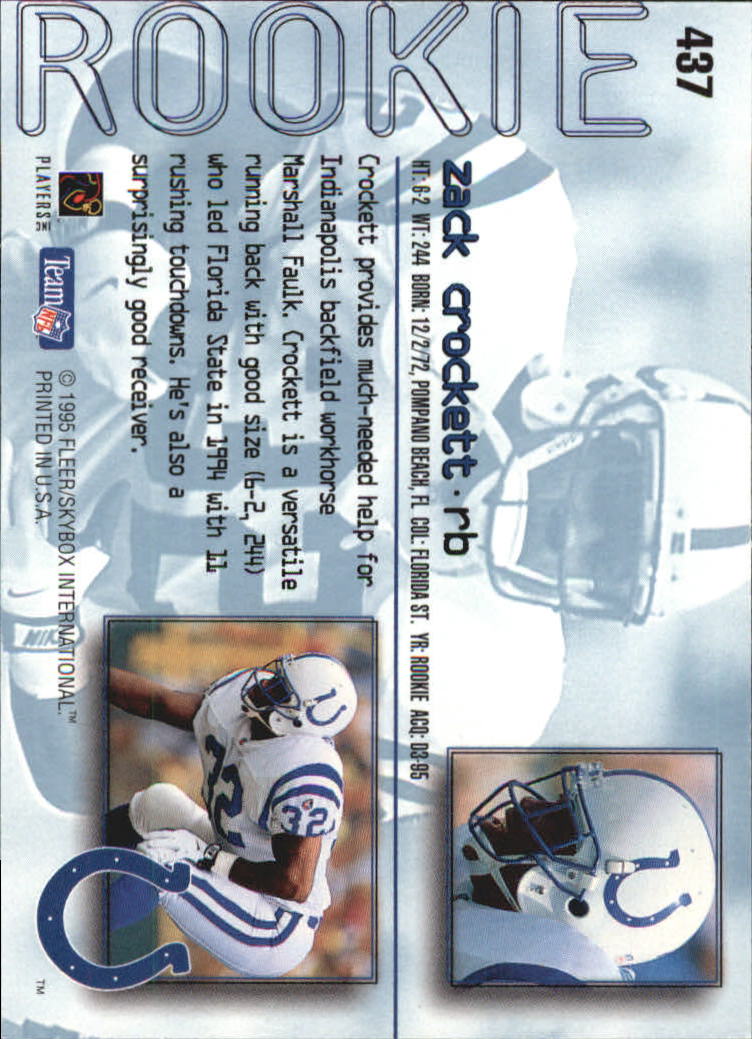 1995 Ultra #437 Zack Crockett RC back image
