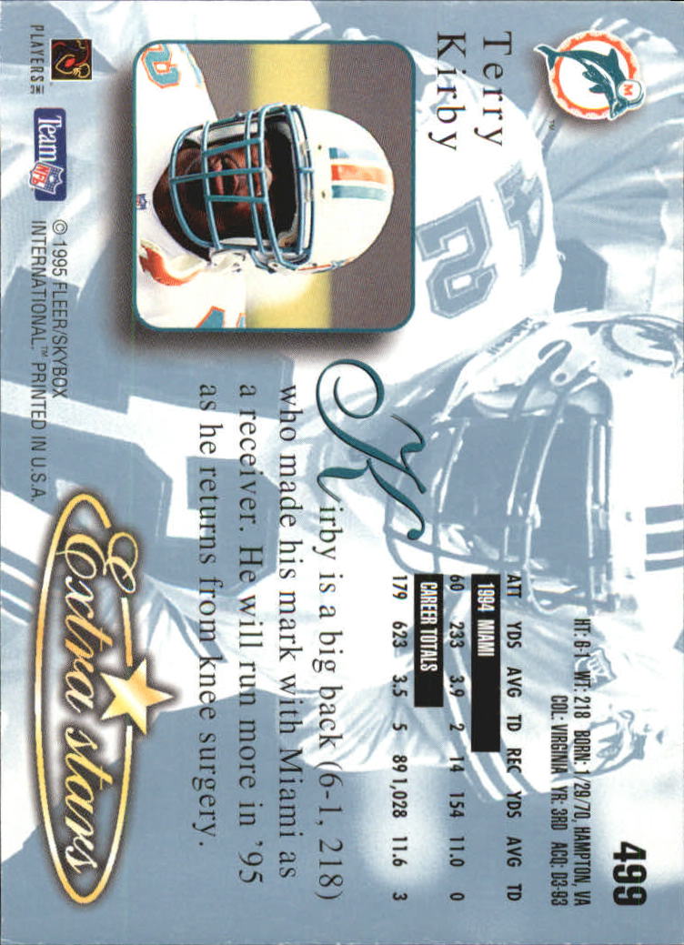 1995 Ultra #499 Terry Kirby ES back image