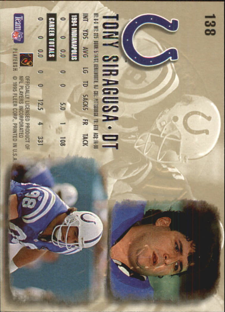1995 Ultra Gold Medallion #138 Tony Siragusa back image