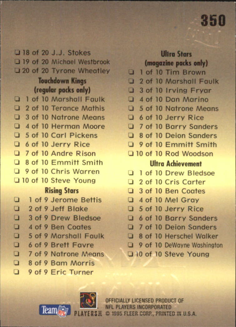 A0787- 1995 Ultra GOLD Medallion FB Cards 251-500 -You Pick- 15+ FREE US SHIP - Picture 145 of 357