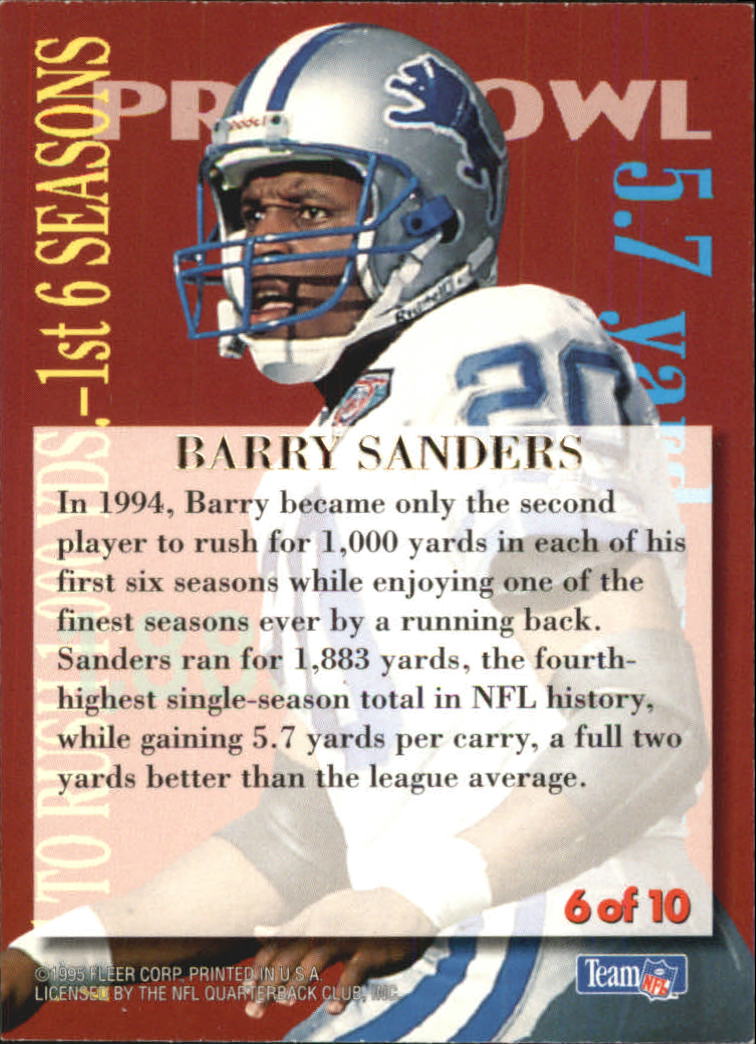 1995 Ultra Achievements #6 Barry Sanders back image