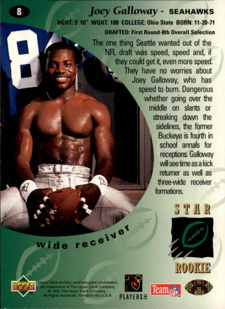 1995 Upper Deck #8 Joey Galloway RC back image